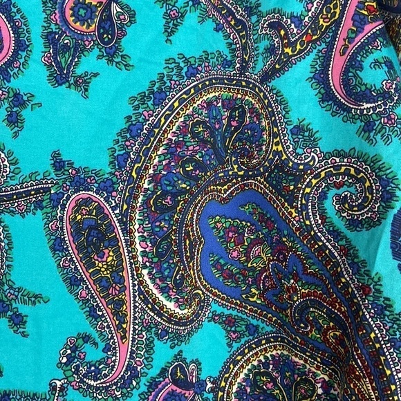 Talbots Petite Teal Multicolor Paisley Print Long Sleeve Button Down Shirt - Picture 14 of 16
